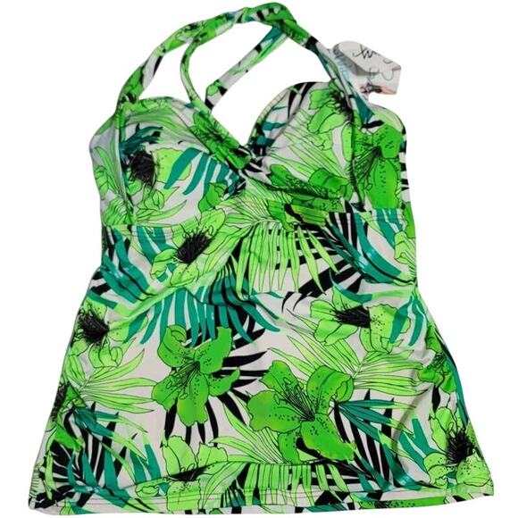 Swimsuits for All S4A Swim Sexy Floral Palm Tropical Halter Tankini Plus 18 NEW - Picture 1 of 12